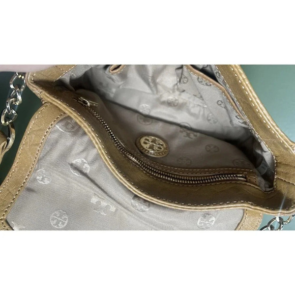 B12 Tory Burch Fleming Tan Leather Convertible Shoulder Bag - Picture 9 of 13